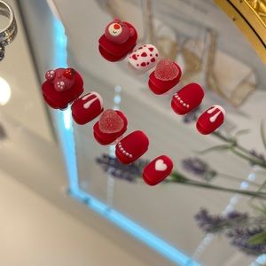 Cute strawberry bear handmade Press On Nails